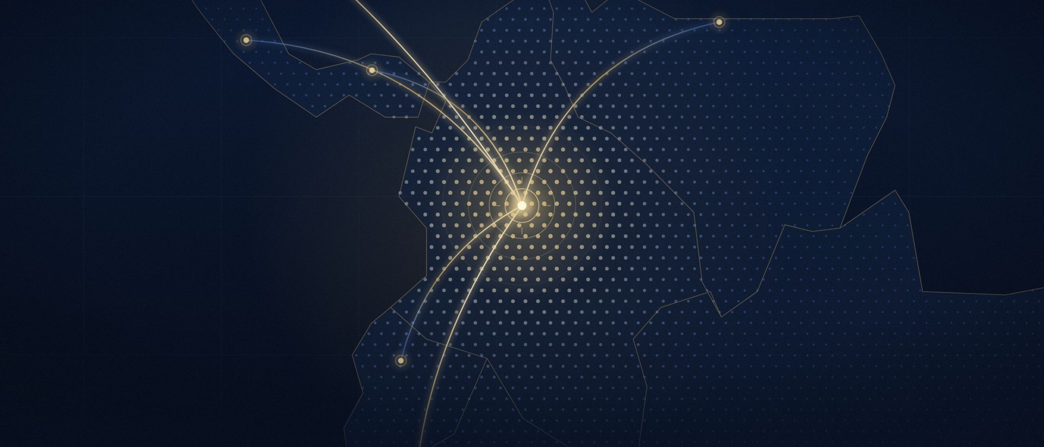 Ilustración: mapa de puntos de Latinoamérica con Bogotá resaltada y sus conexiones regionales